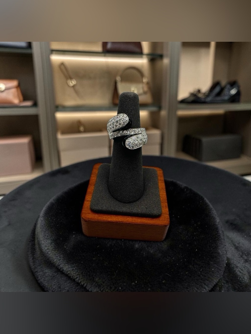 NWT Luxury Black Onyx Cubic Zirconia Bypass Ring